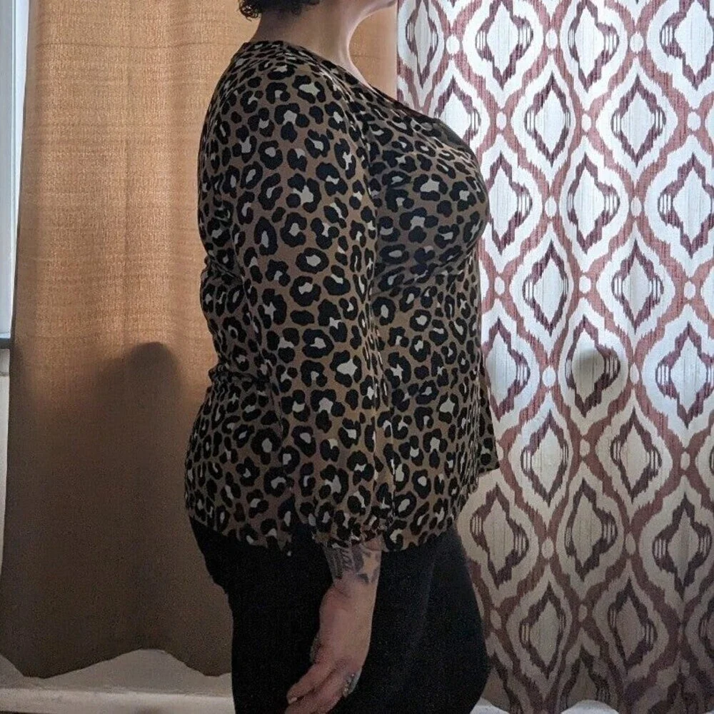 Michael Kors Size XL Animal Print 3/4 Sleeve‎ Blouse